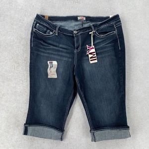 NEW YMI Capris Jeans Womens Size 24 Blue High Rise Dark Wash 5-Pocket Whiskering